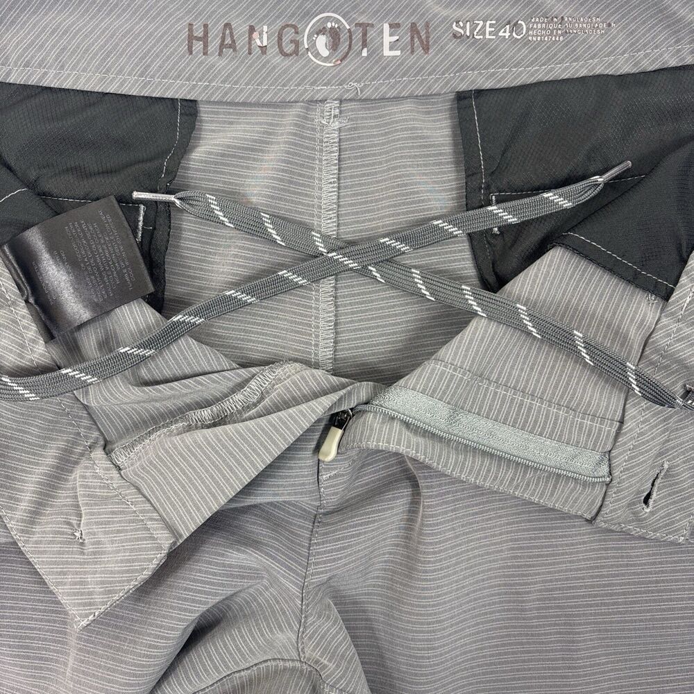 Hang Ten Men's Size 40 Grey Light Stripe Athletic Short‎ Flat Front - Picture 13 of 15